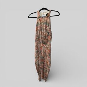 Saloni colorful romantic silk sheath dress cutout draped size US 2 UK 6 chic